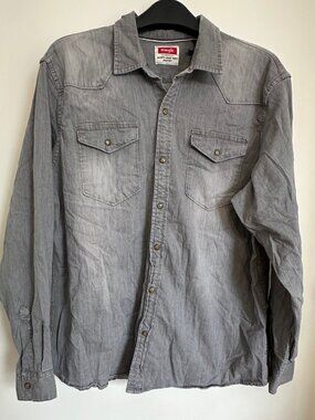 VINTAGE WRANGLER PEARL SNAP DENIM SHIRT MEN'S SIZE XL